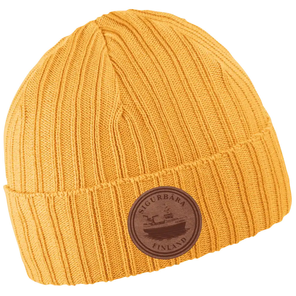 Cotton Band - 100% puuvillapipo mustard - Pipo omalla logolla.