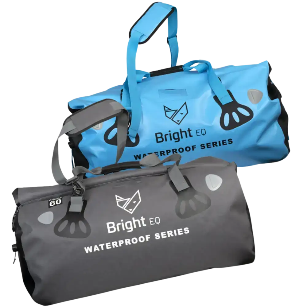 Bright Equipment Archipelago duffel-laukut (60L, sininen ja harmaa) – PVC-vapaa henkilöstön joululahja