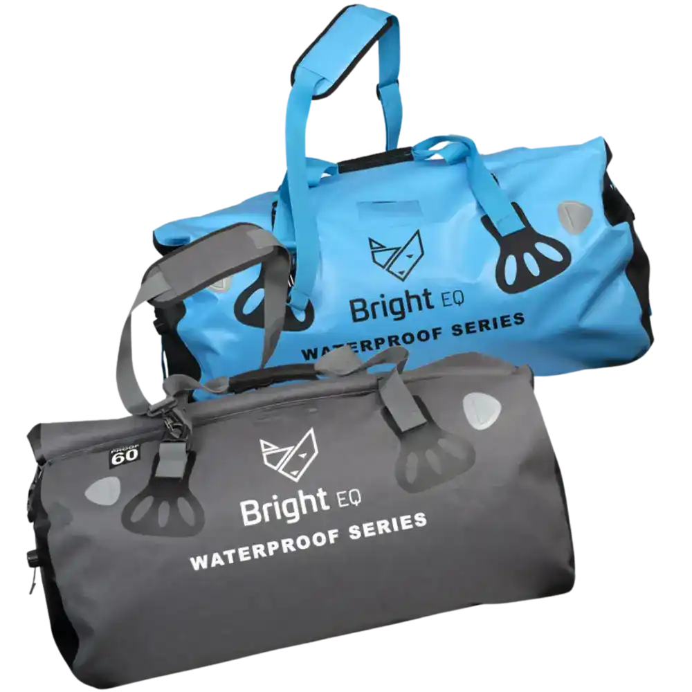 Bright Equipment Archipelago duffel-laukut (60L, sininen ja harmaa) – PVC-vapaa henkilöstön joululahja