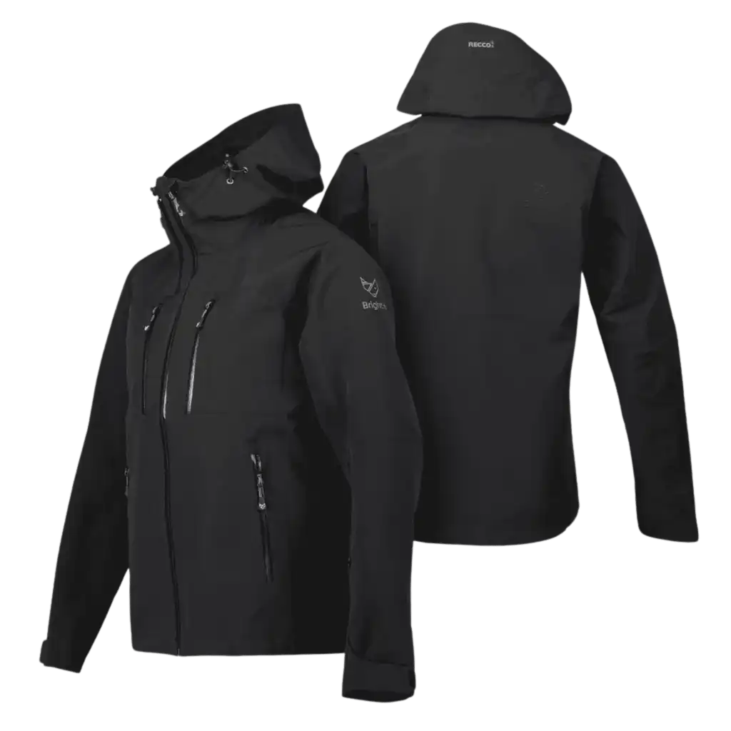 Musta Bright Equipment Enigma naisten kuoritakki edestä ja takaa, huppu ylhäällä – tyylikäs henkilöstölahja