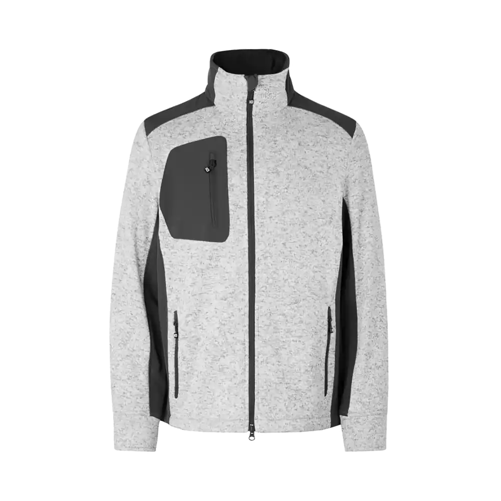 IDÂź Cardigan Knit Fleece 0850 edestĂ€ â harmaa neulottu fleecetakki vetoketjulla