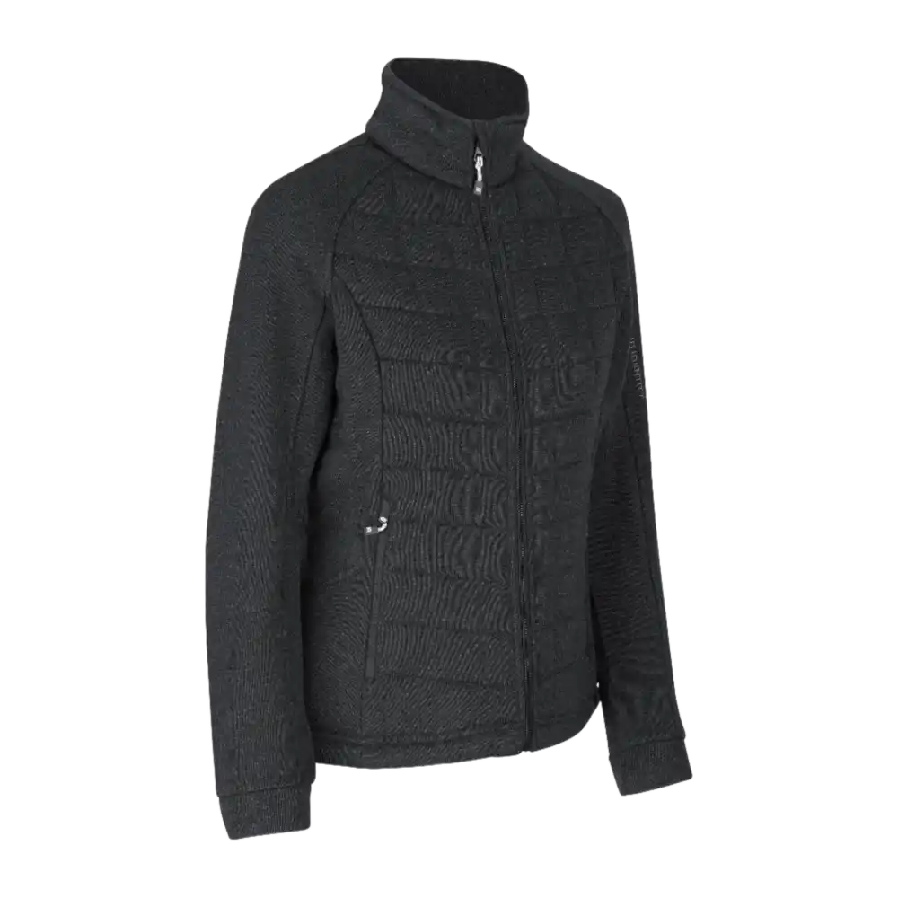 IDÂź Fleece Jacket 0827 anthracite melange â naisten tikattu fleecetakki omalla logolla
