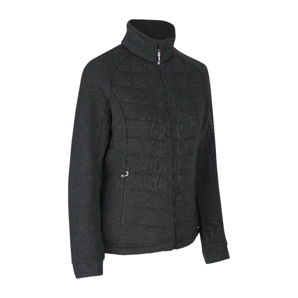 ID® Fleece Jacket 0827 anthracite melange – naisten tikattu fleecetakki omalla logolla