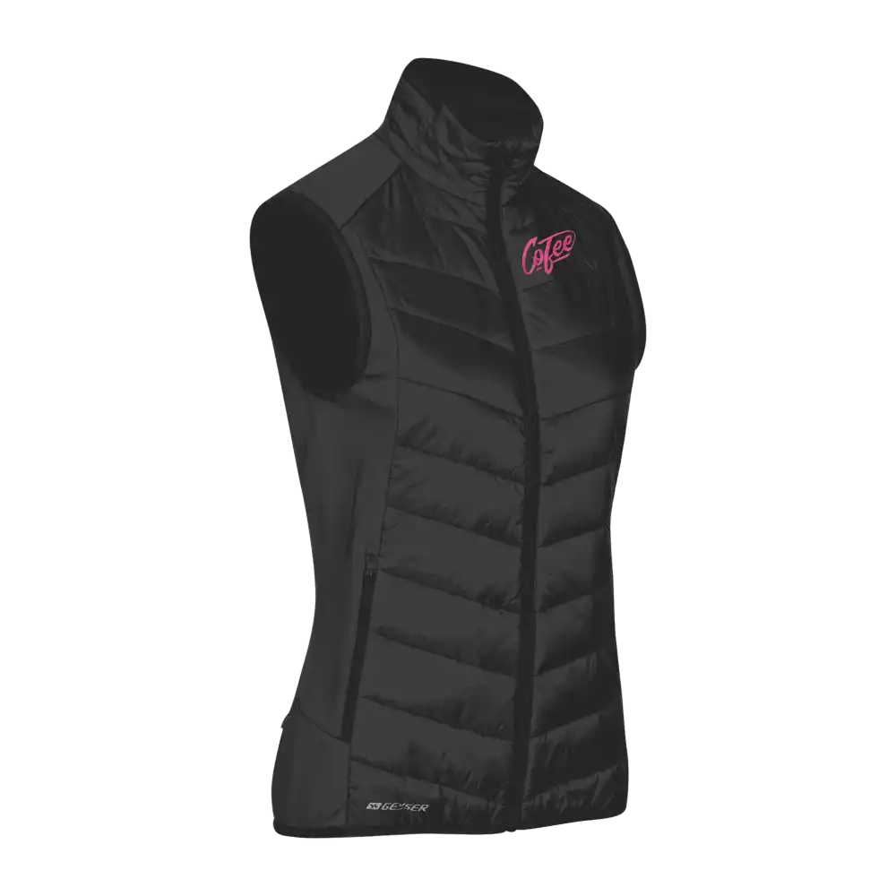 Musta GEYSER Hybrid Vest G11033 liivi omalla logolla â brodeerattu logo rinnassa