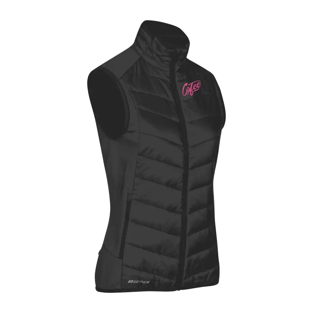 Musta GEYSER Hybrid Vest G11033 liivi omalla logolla – brodeerattu logo rinnassa