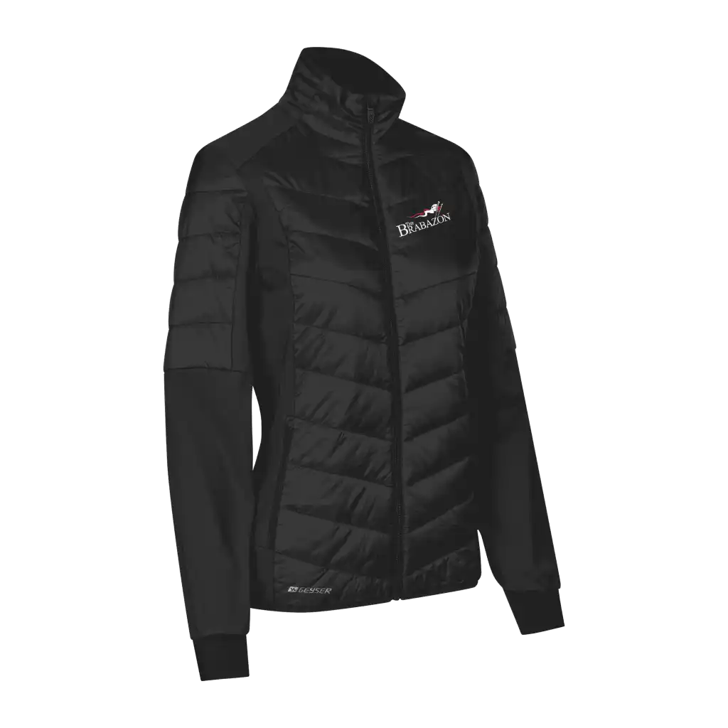 Musta GEYSER Hybrid Jacket naisille omalla logolla – brodeerattu logo rinnassa (G11032)