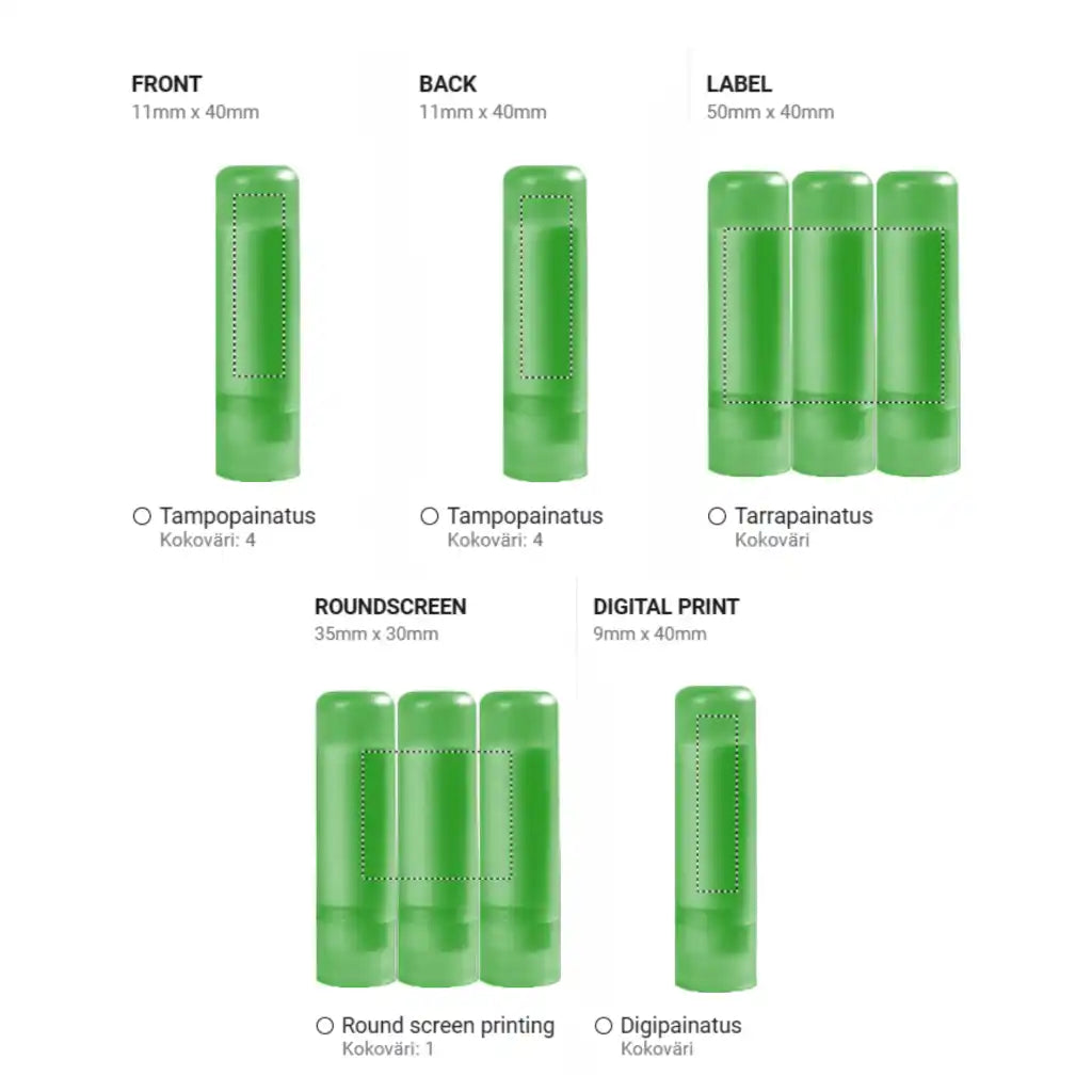 Huulirasva omalla logolla alk 0.75€ - Paino ohjeet - Messut