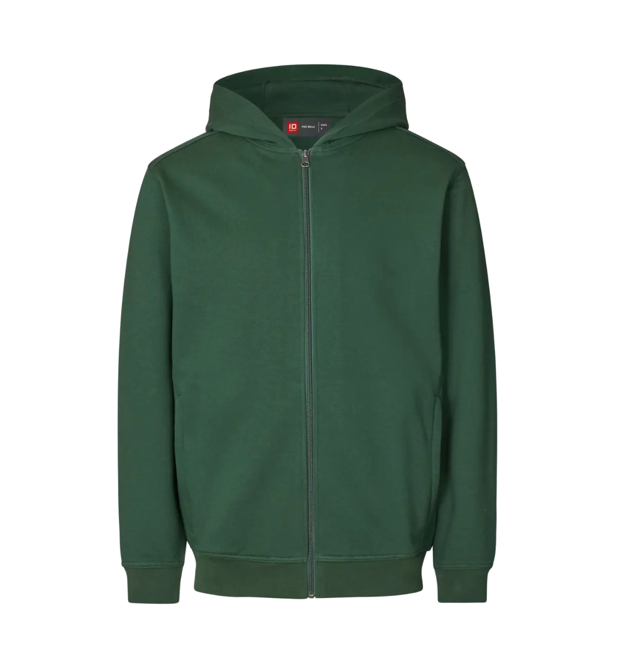 ID PRO Wear CARE 0388 miesten vetoketjuhuppari, pullonvihreä, edestä