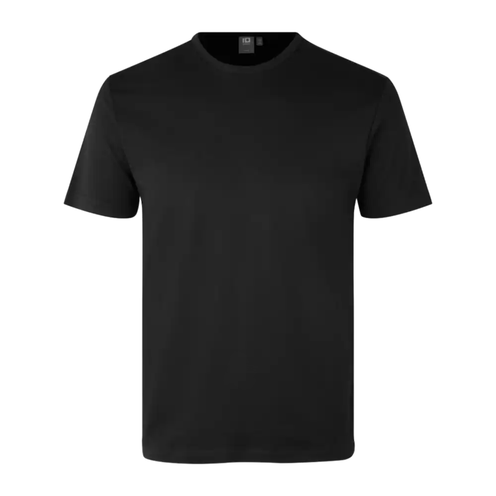 Musta Interlock T-paita ID® 0517 – musta klassinen miesten t-paita painettuna logolla