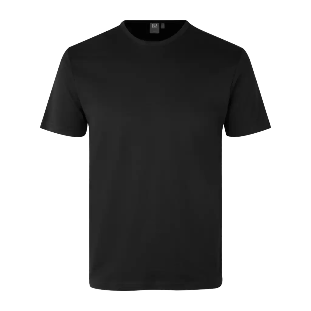 Musta Interlock T-paita ID® 0517 – musta klassinen miesten t-paita painettuna logolla