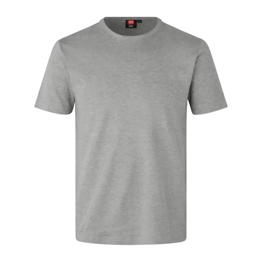 Grey melange Interlock T-paita ID® 0517 – harmaa meleerattu t-paita yrityksen logopainatuksella