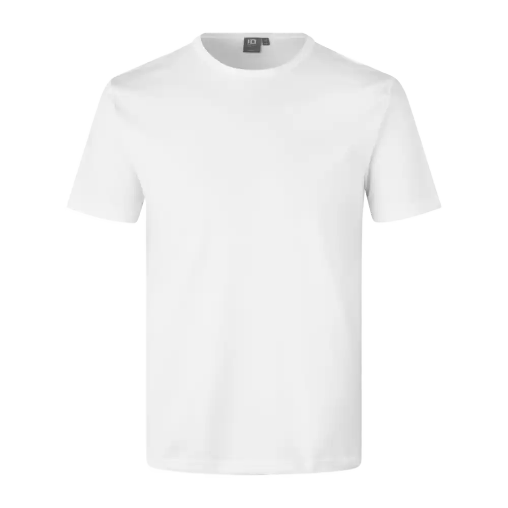 Valkoinen Interlock T-paita ID® 0517 – klassinen valkoinen t-paita painettuna logolla