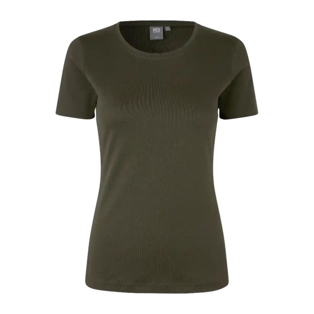 Oliivi naisten Interlock T-paita ID® 0508 – vastuullinen ja kestävä puuvillainen t-paita logopainatuksella