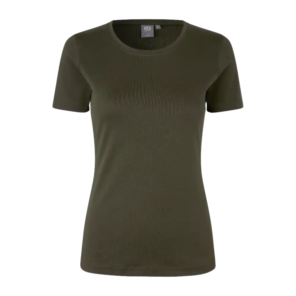 Oliivi naisten Interlock T-paita ID® 0508 – vastuullinen ja kestävä puuvillainen t-paita logopainatuksella