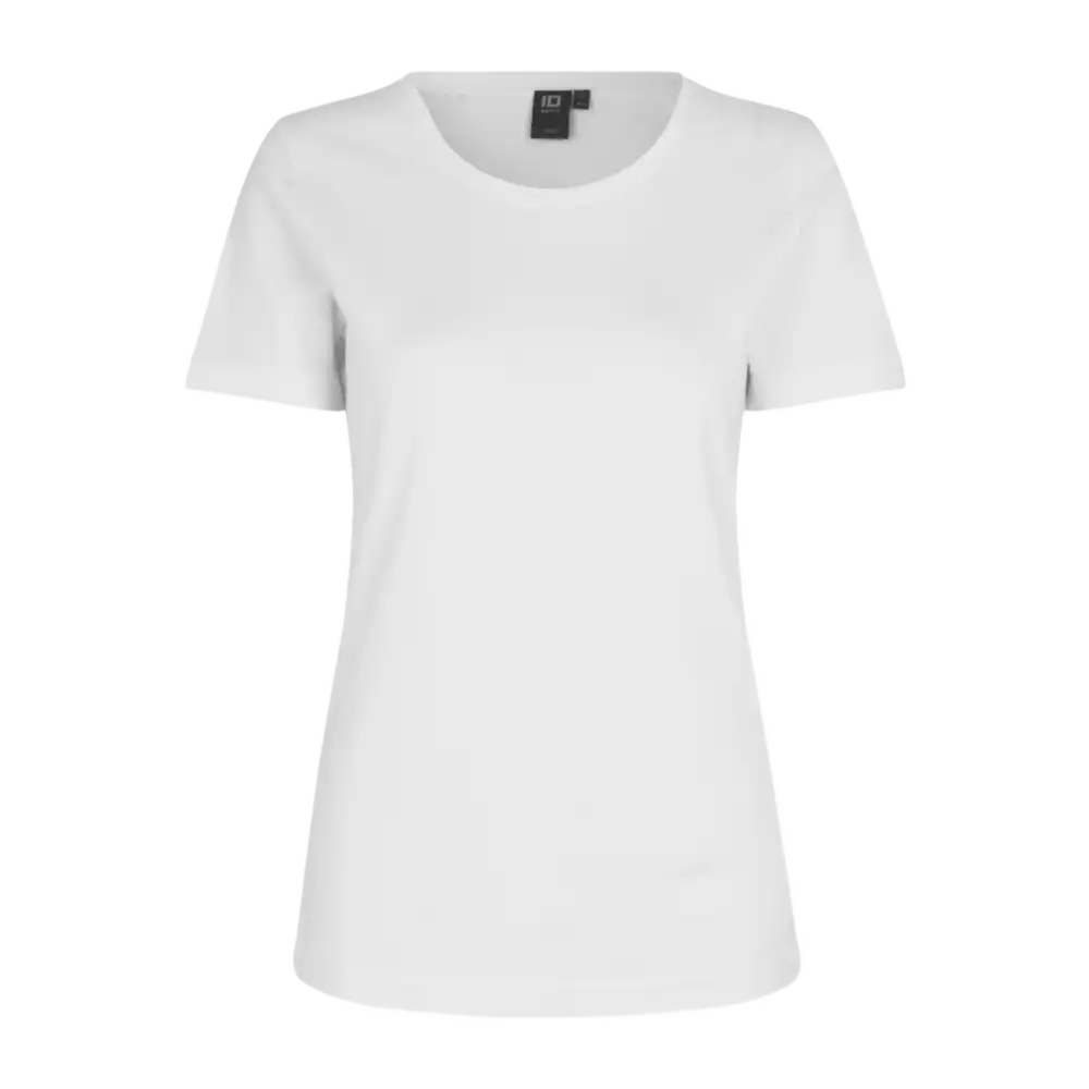Valkoinen naisten Interlock T-paita ID® 0508 – klassinen työpaita logopainatuksella, Interlock-puuvillaa
