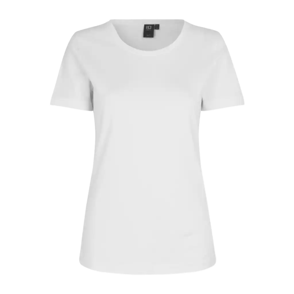 Valkoinen naisten Interlock T-paita ID® 0508 – klassinen työpaita logopainatuksella, Interlock-puuvillaa