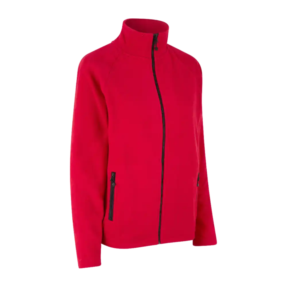 IDÂź Cardigan 0805 punainen fleece â naisten lĂ€mmin ja tyylikĂ€s yritysfleece logolla