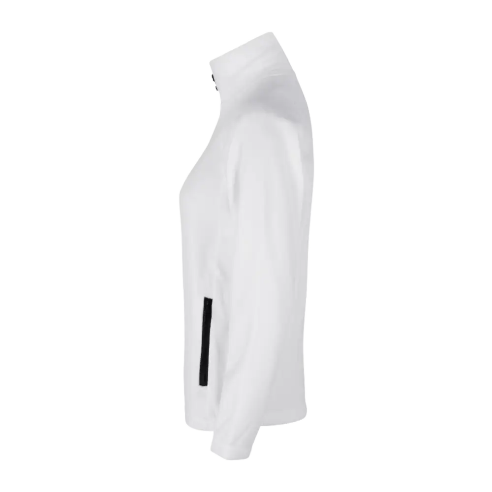 ID® Cardigan 0805 valkoinen fleece sivulta – istuva ja muotoiltu malli