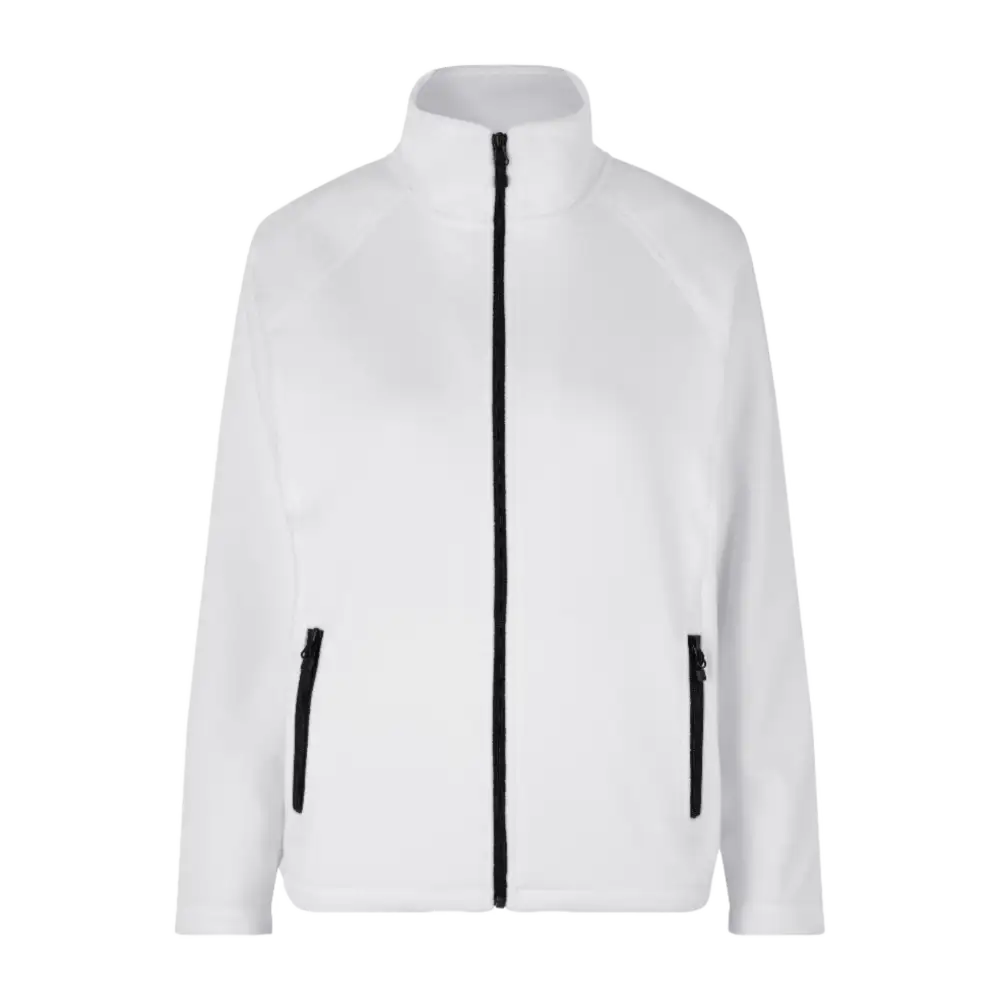 ID® Cardigan 0805 valkoinen fleece edestä – naisten microfleece etuprofiili