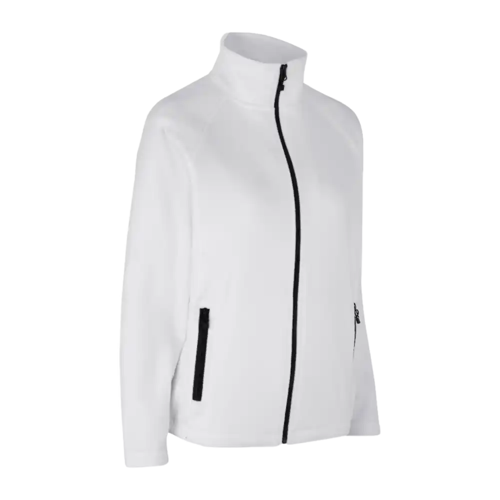 IDÂź Cardigan 0805 valkoinen microfleece â naisten kevyt ja lĂ€mmin fleece omalla logolla