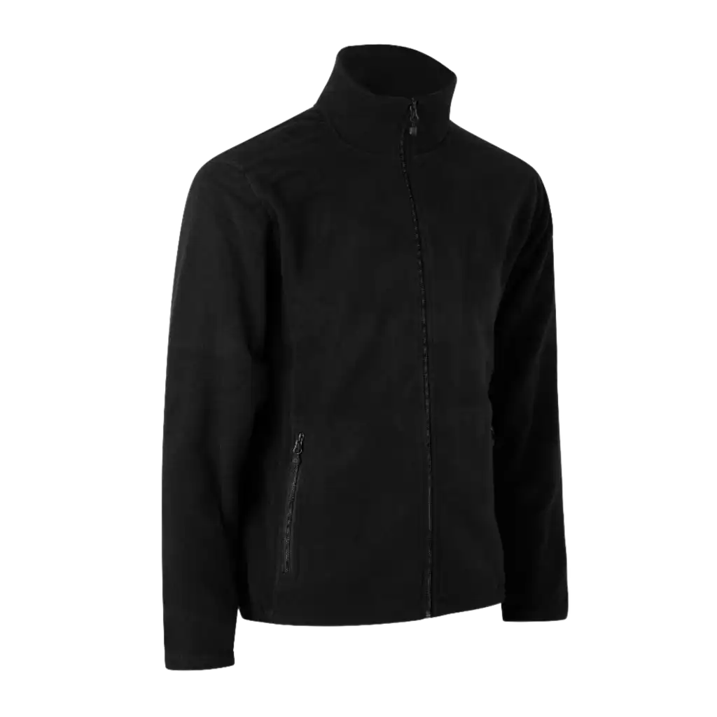 ID® Cardigan 0803 musta microfleece – moderni ja monikäyttöinen fleece omalla brodeerauksella