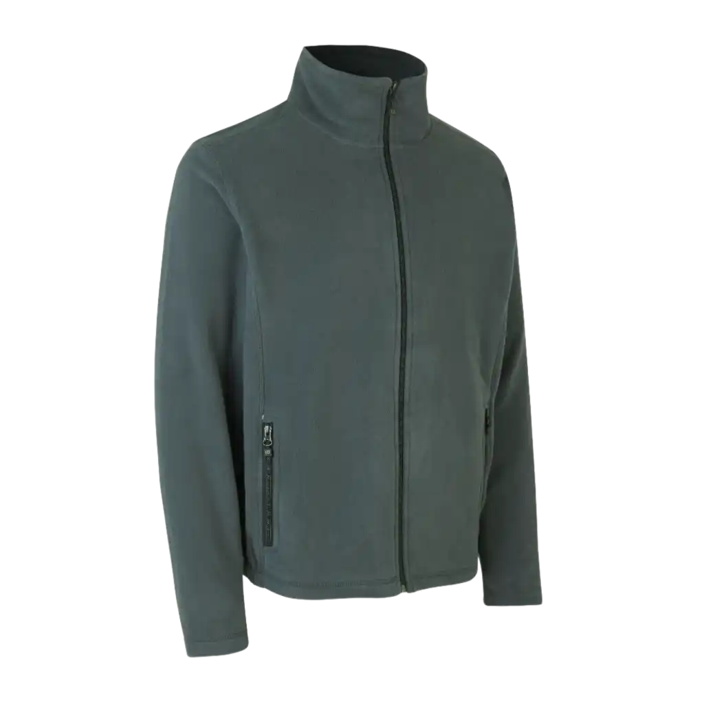 ID® Cardigan 0803 harmaa microfleece – kestävä ja laadukas fleece yrityskäyttöön