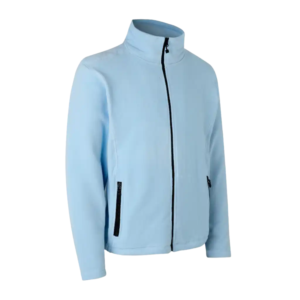 ID® Cardigan 0803 vaaleansininen microfleece – miesten kevyt ja lämmin fleece omalla logolla