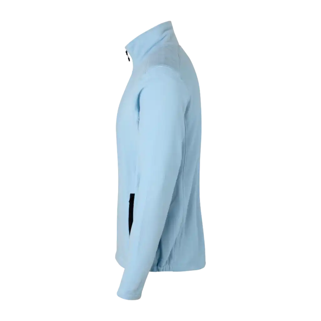 ID® Cardigan 0803 vaaleansininen fleece sivulta – istuva ja tyylikäs profiili