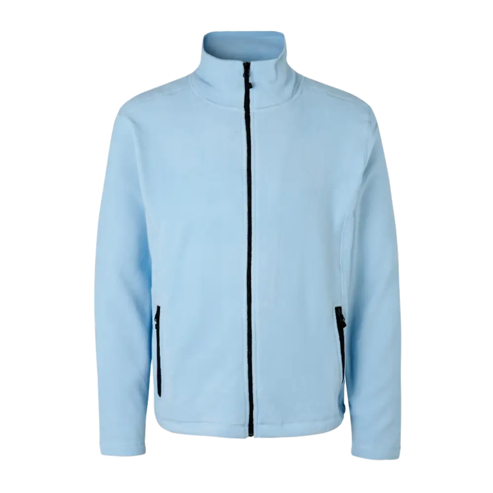 ID® Cardigan 0803 vaaleansininen fleece edestä – siisti ja laadukas viimeistely