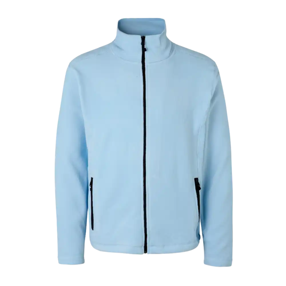 ID® Cardigan 0803 vaaleansininen fleece edestä – siisti ja laadukas viimeistely
