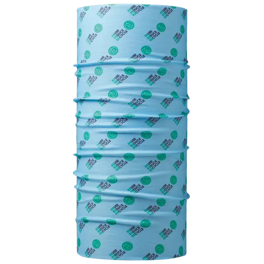 Ekologinen RPET-tuubihuivi kustomoidulla logokuosilla painettuna.