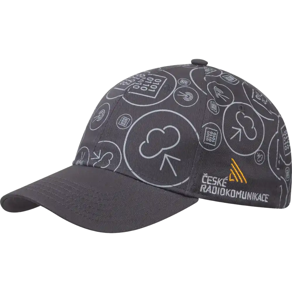 Kustomoitu harjattu puuvillalippis brodeerauksella ja all around printillä