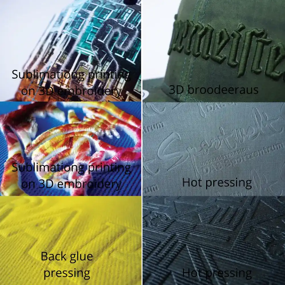 Esimerkkejä eri painotekniikoista (sublimaatio, hot pressing) custom-lippiksille