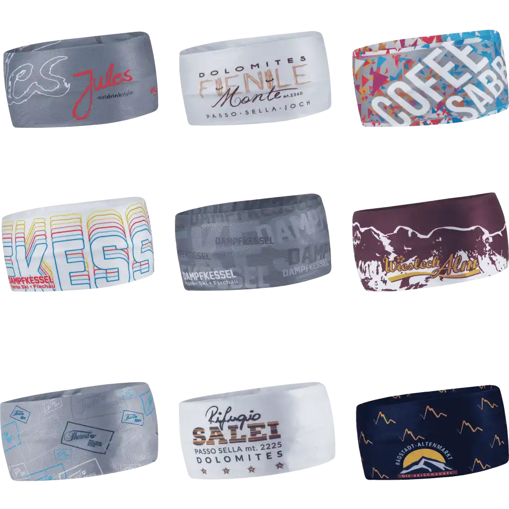 Esimerkki kustomoiduista teknisistä otsapannoista yrityksen logolla