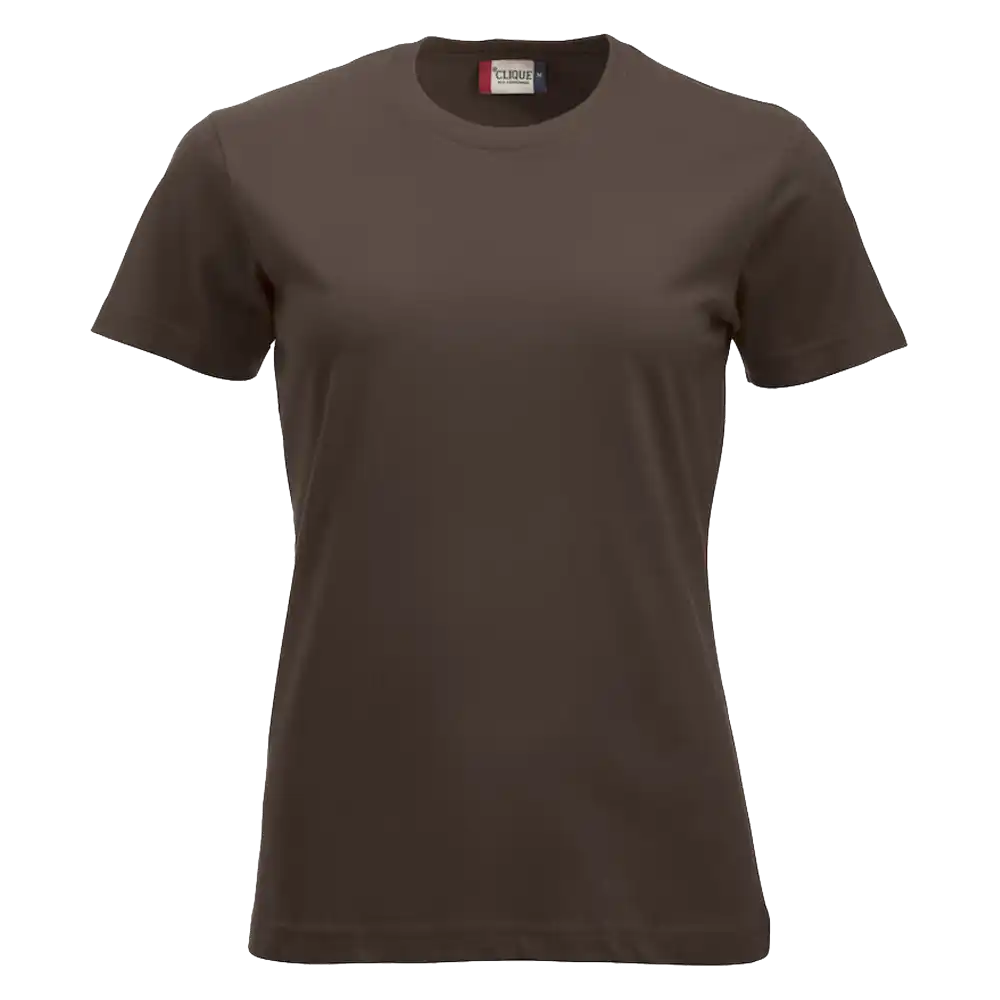 Tummanruskea Clique New Classic-T Women – lämminsävyinen t-paita painettuna logolla