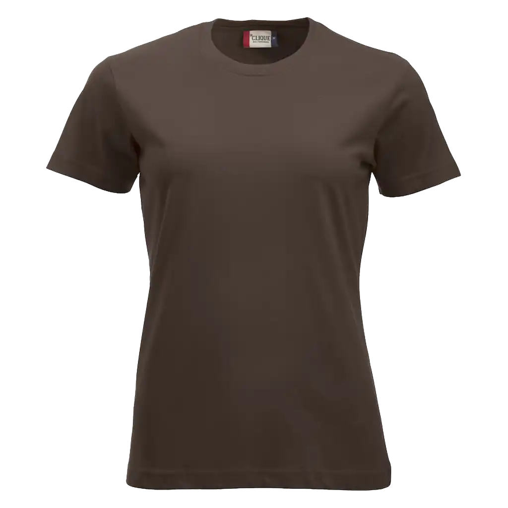 Tummanruskea Clique New Classic-T Women – lämminsävyinen t-paita painettuna logolla