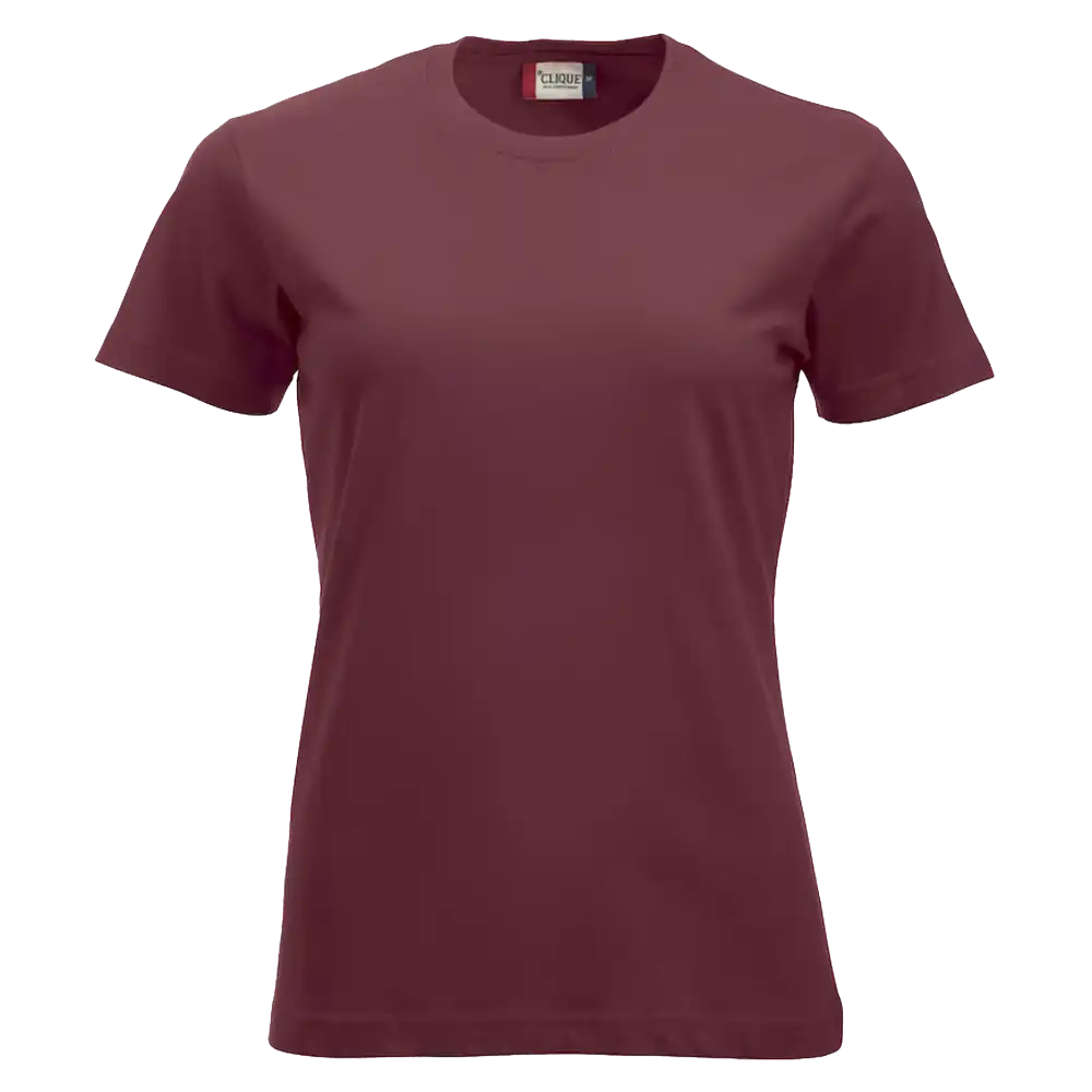 Viininpunainen Clique New Classic-T Women – tyylikäs ja pehmeä t-paita painatettuna logolla