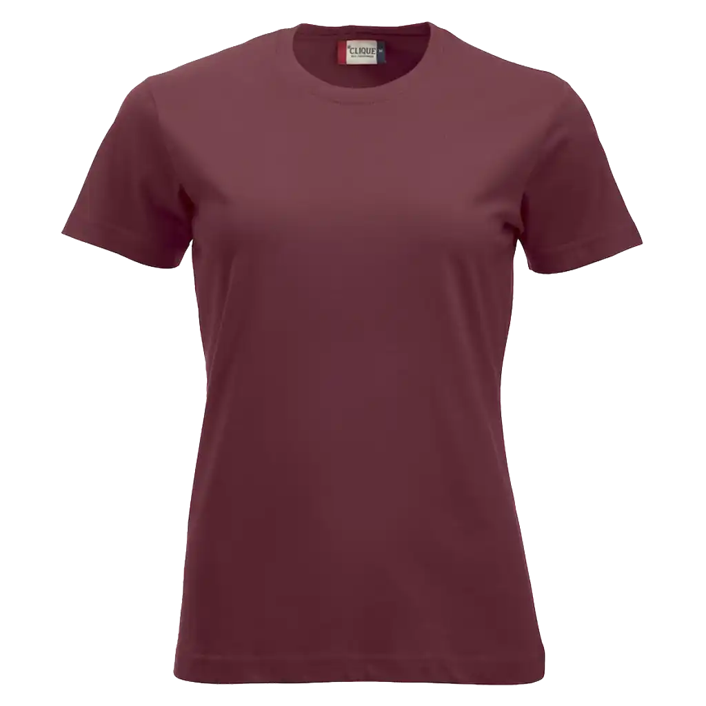Viininpunainen Clique New Classic-T Women – tyylikäs ja pehmeä t-paita painatettuna logolla