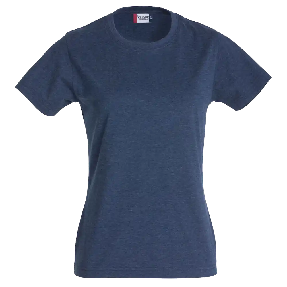 Meleerattu sininen Clique New Classic-T Women – pehmeä ja kestävä t-paita logopainatuksella