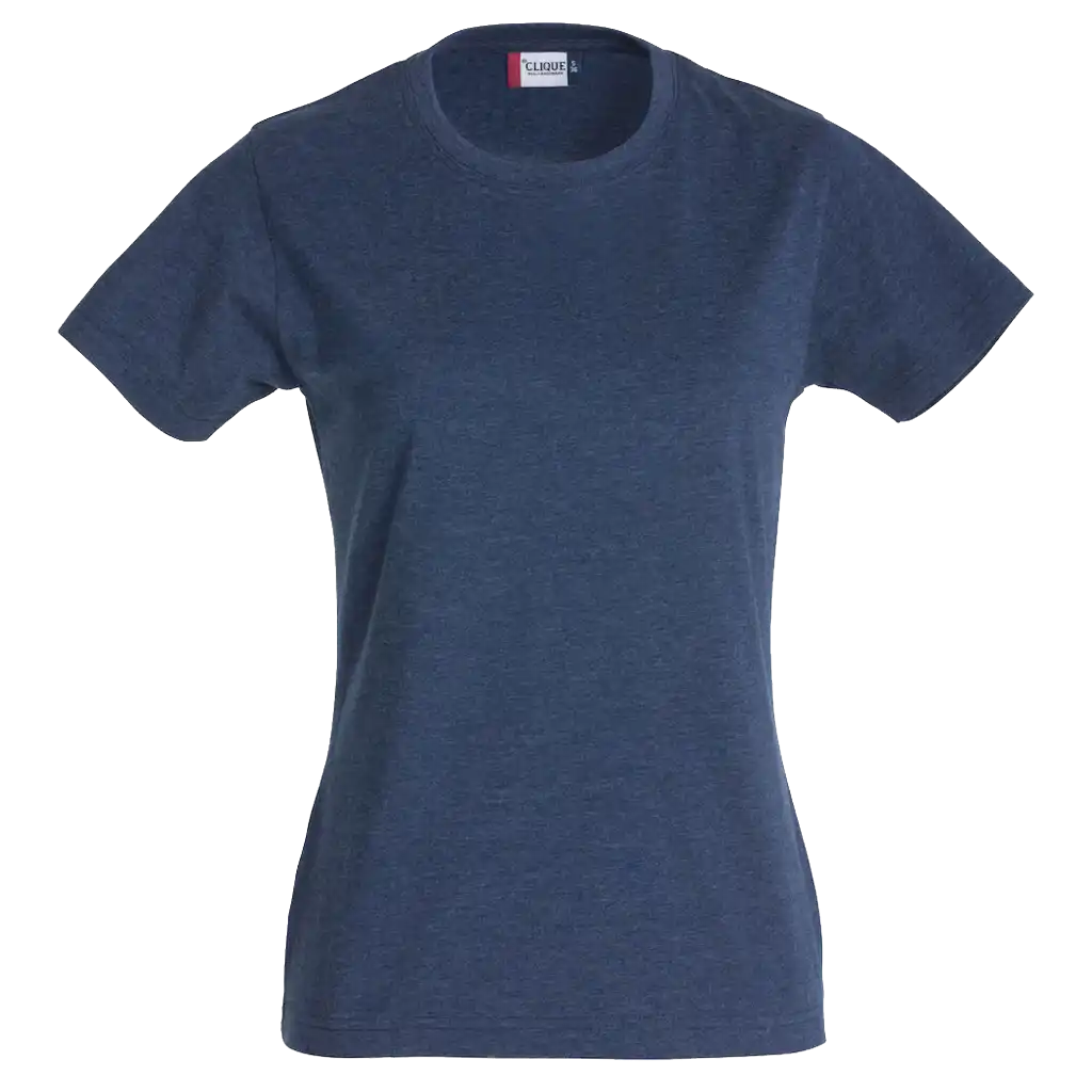 Meleerattu sininen Clique New Classic-T Women – pehmeä ja kestävä t-paita logopainatuksella