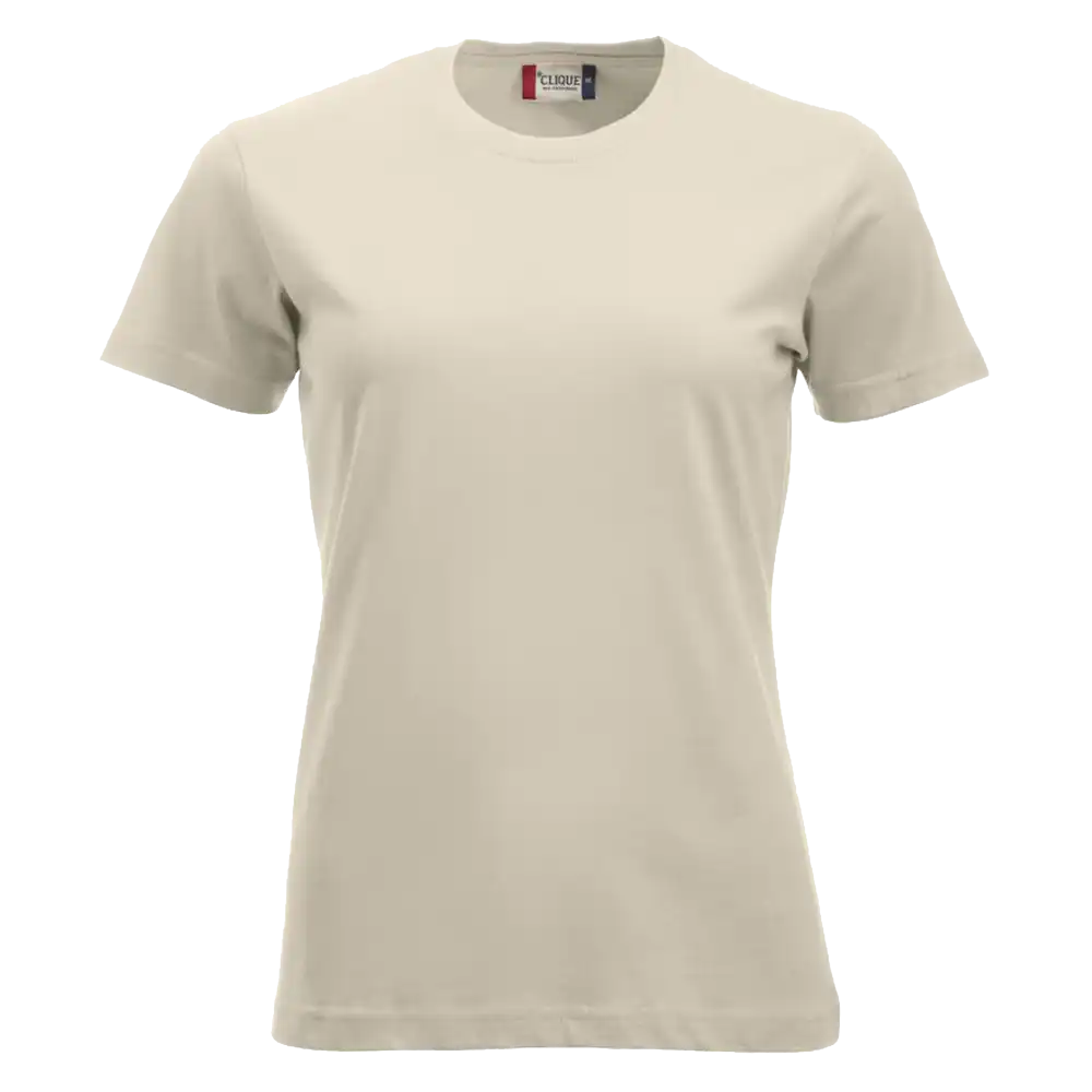 Vaaleankhaki Clique New Classic-T Women – hillitty ja trendikäs t-paita painatuksella