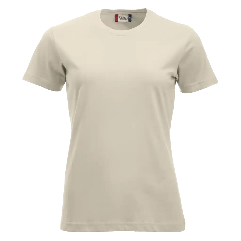Vaaleankhaki Clique New Classic-T Women – hillitty ja trendikäs t-paita painatuksella