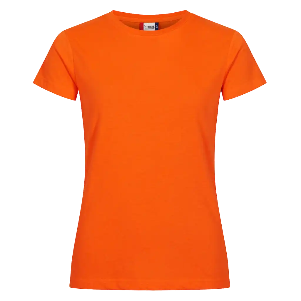Huomio oranssi Clique New Classic-T Women – näyttävä naisten t-paita painettuna logolla