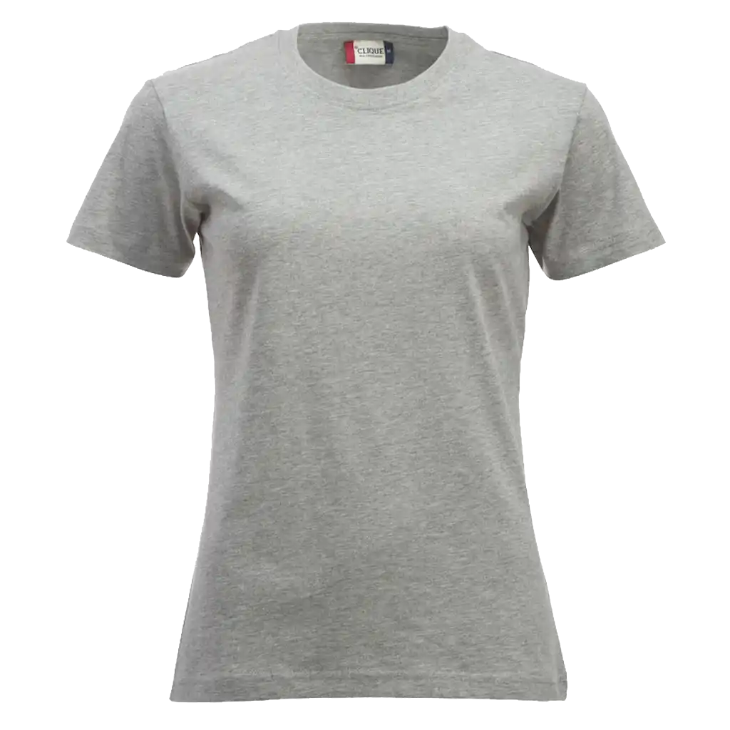 Meleerattu harmaa Clique New Classic-T Women – pehmeä interlock-laatuinen t-paita logolla