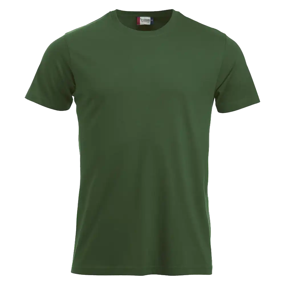 Tummanvihreä Clique New Classic-T – kestävä t-paita omalla logolla työkäyttöön