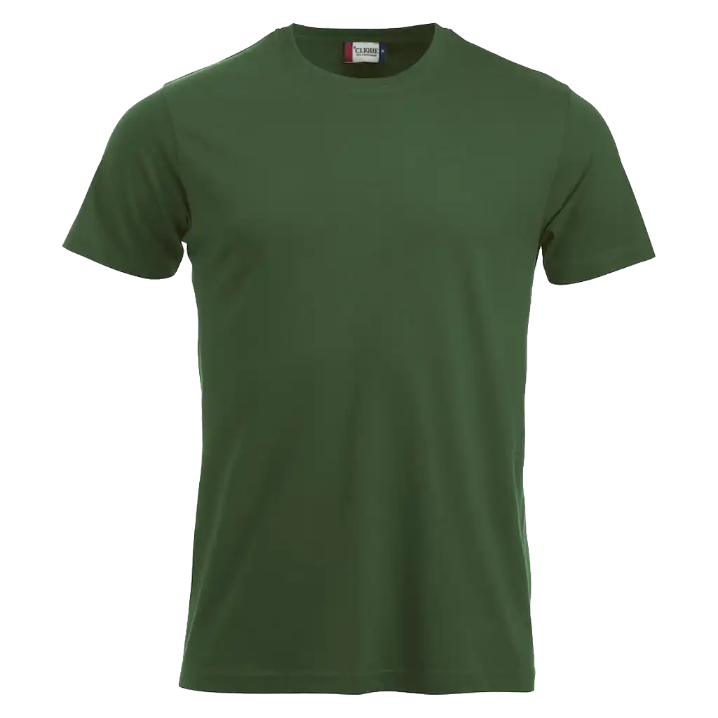 Tummanvihreä Clique New Classic-T – kestävä t-paita omalla logolla työkäyttöön