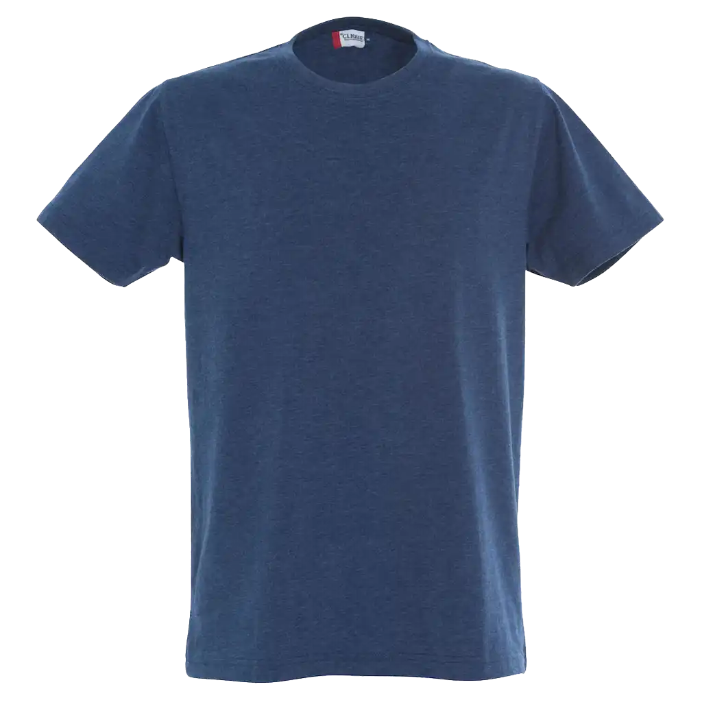 Meleerattu sininen Clique New Classic-T – pehmeä puuvillainen t-paita painatuksella