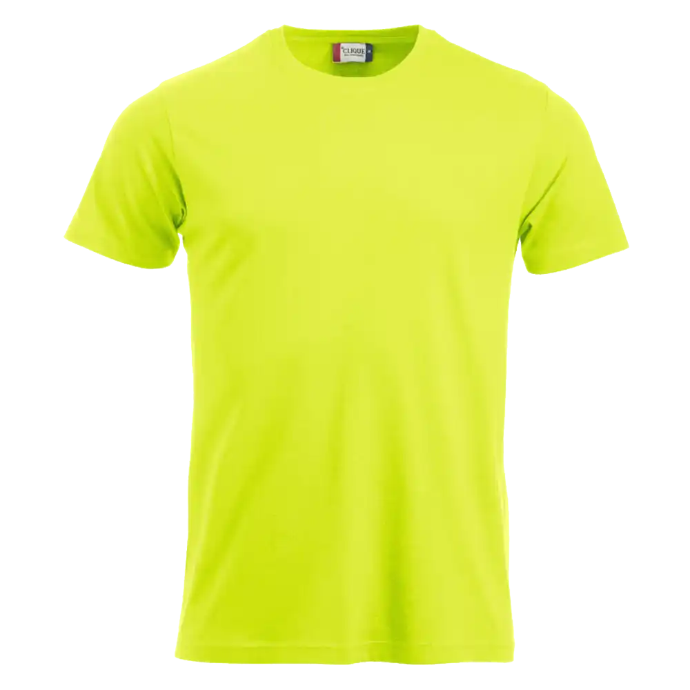 Huomiovihreä Clique New Classic-T – näkyvä työ- ja turvapaita painatuksella