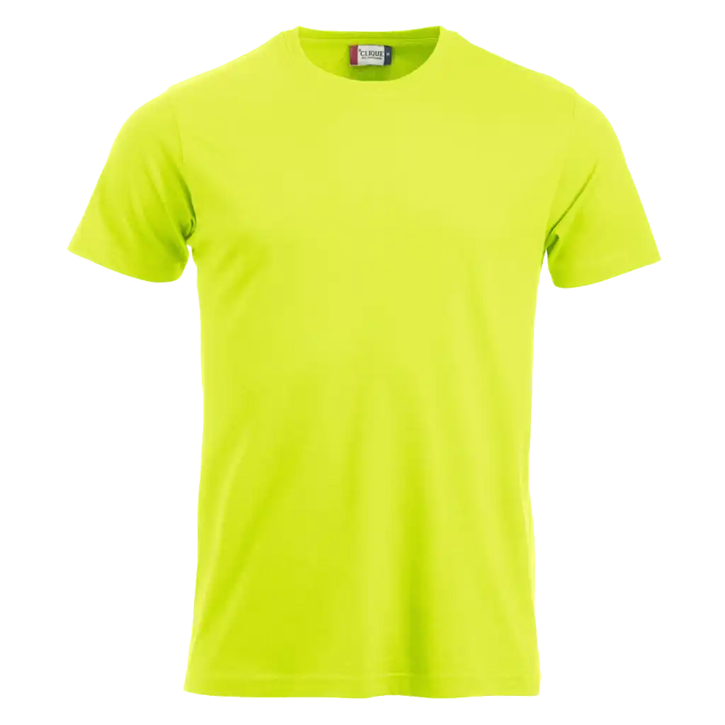 Huomiovihreä Clique New Classic-T – näkyvä työ- ja turvapaita painatuksella