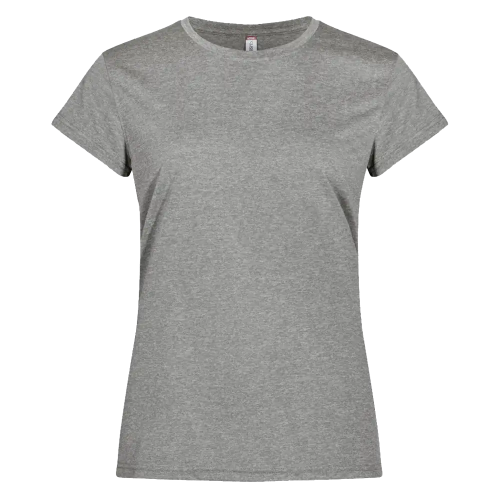 Meleerattu harmaa Clique Basic Active-T Women 029039 – sporttinen ja kevyt naisten t-paita painettuna